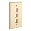 Cmple Keystone Jack Wall Plate With Three Holes Standard Keystones - Ivory 633-N